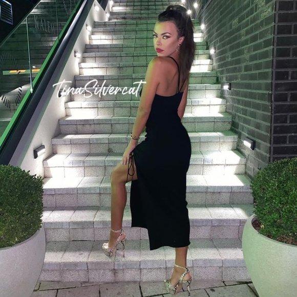 BLOGGER'S FAVE! Zara Black Midi Dress Sz XS NWT - Picture 9 of 17